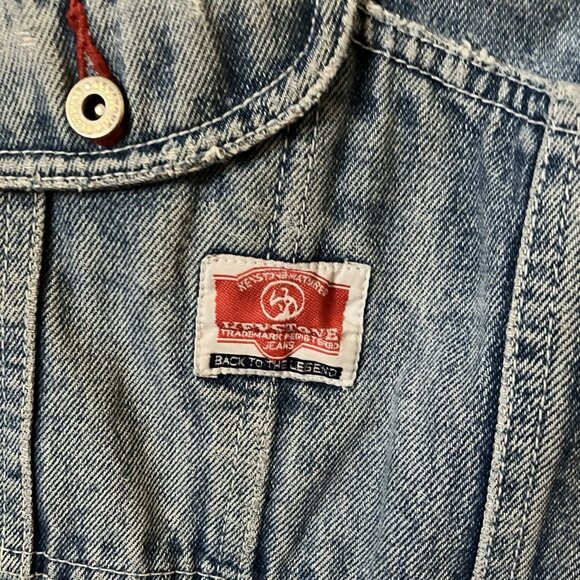 Vintage Keystone Shortalls Mens L Bib Dungaree Blue Denim Jean Overalls - Picture 2 of 11